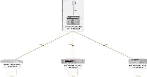 In this solution, the central office and each remote node are connected as follows: