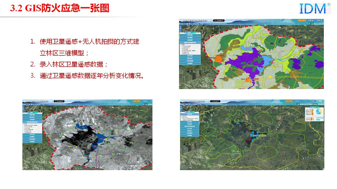 Use satellite remote sensing + UAV photography to build a 3D model of the forest area;