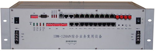 IDM-120AN综合业务交叉复用设备在IDM-120A的功能基础上,增加了155M的PDH光传输功能模块,提供2个可物理隔离的100M以太网接口,4组透传E1接口。