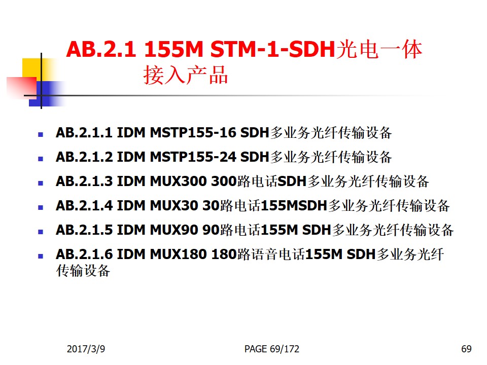 SDH光电一体接入产品