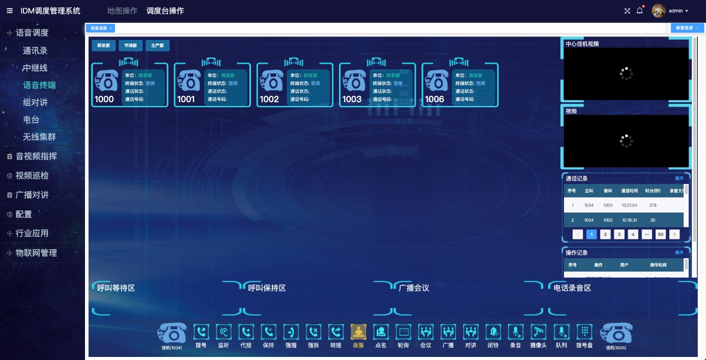 Voice dispatch functions mainly include all basic communication and supplementary service functions of softswitch communication, common dispatch functions, dispatch conference functions, recording, SMS, fax, system management, dispatcher management, and other related functions. The console supports command & dispatch of the following types of communication terminals