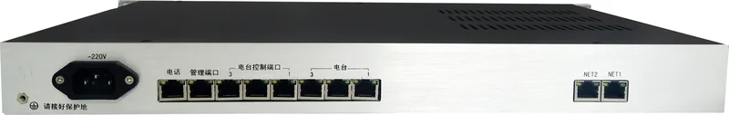 图2：IDM-RG2000设备后面板示意图（电台接口1~3、电话与网络接口）