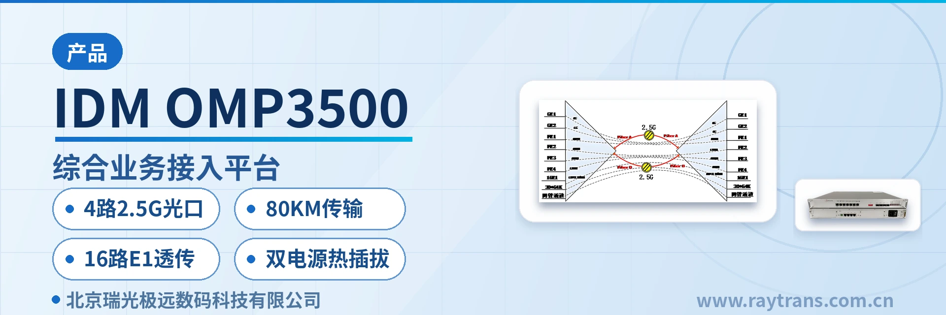 IDM OMP3500 综合业务接入设备 | 瑞光极远 | 光端机厂家 | 政府专网光纤通信方案 | 智慧矿山通信方案 设备主图