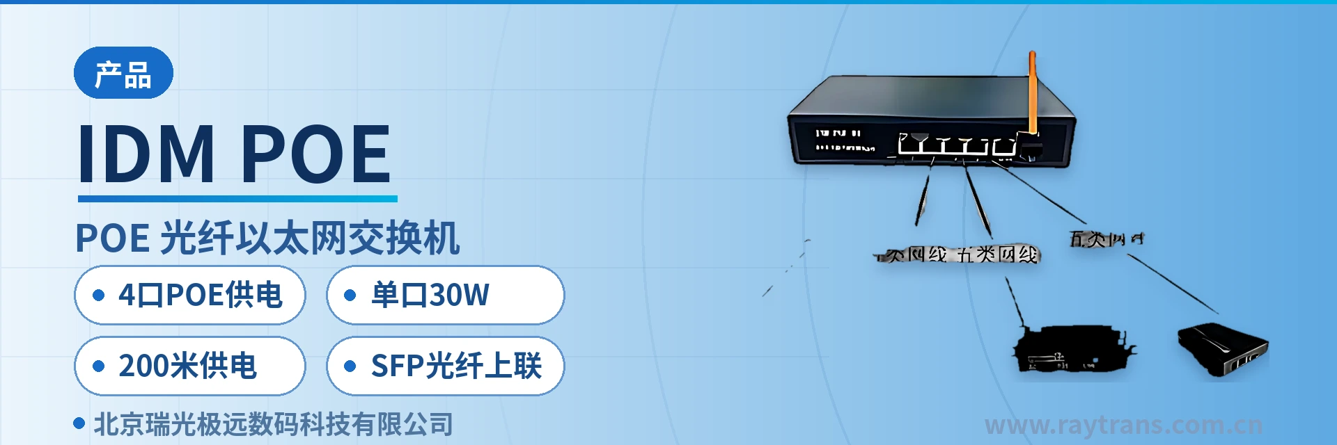 IDM POE Media Converter | Industrial Ethernet Switch | Fiber Optic Switch | Raytrans main product image