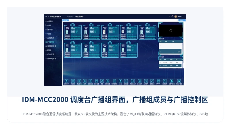 图4:IDM-MCC2000 调度台广播组界面,广播组成员与广播控制区