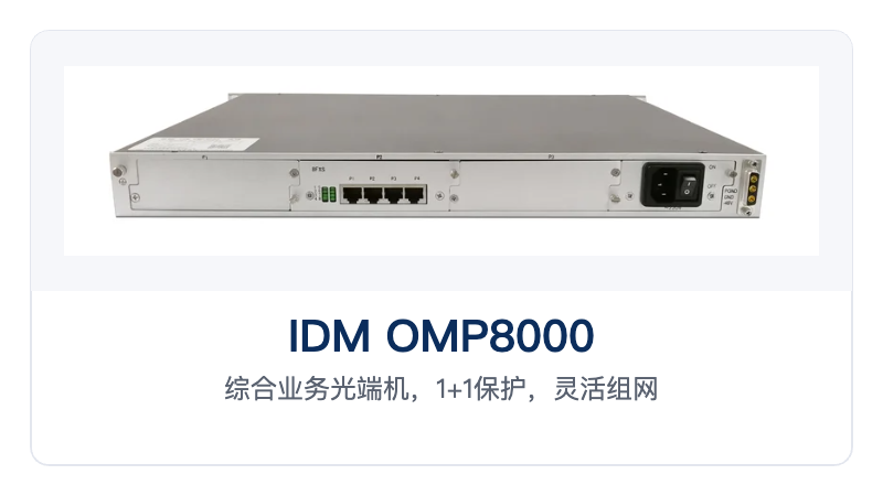 图2:IDM OMP8000综合业务光纤传输设备后面板(业务接口与电源端子布局)