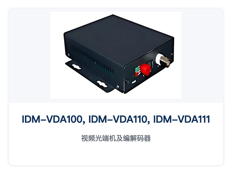 图1：IDM-VDA100 1路视频光端机主机外观与BNC视频口、FC光口特写