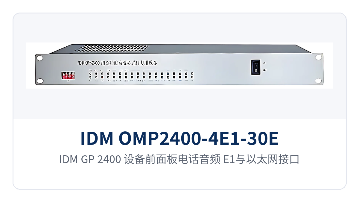 图2：IDM GP-2400 设备前面板电话音频、E1与以太网接口布局