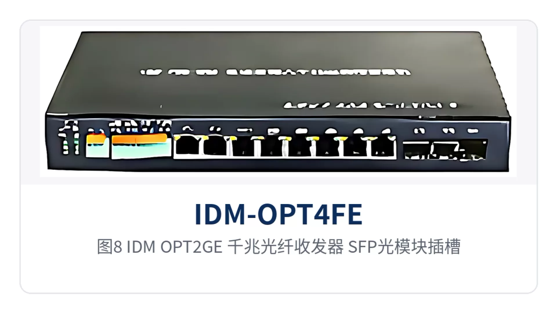 图8：IDM OPT2GE 千兆光纤收发器 SFP光模块插槽特写