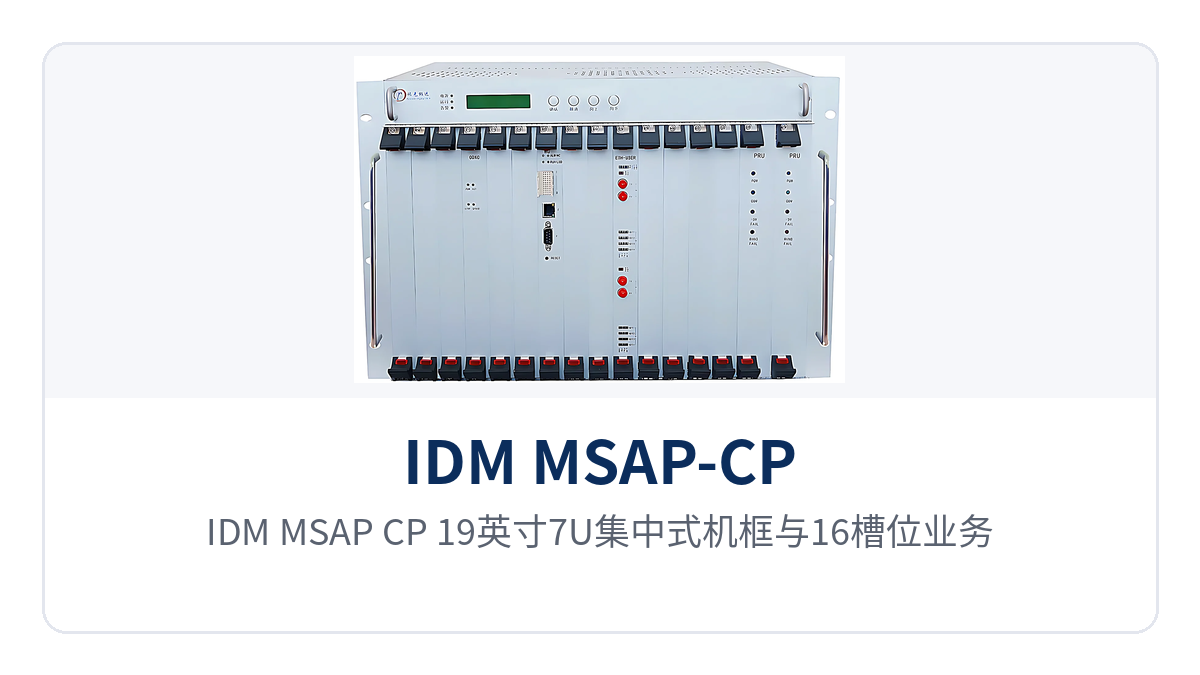 图1:IDM MSAP-CP 19英寸7U集中式机框与16槽位业务盘示意