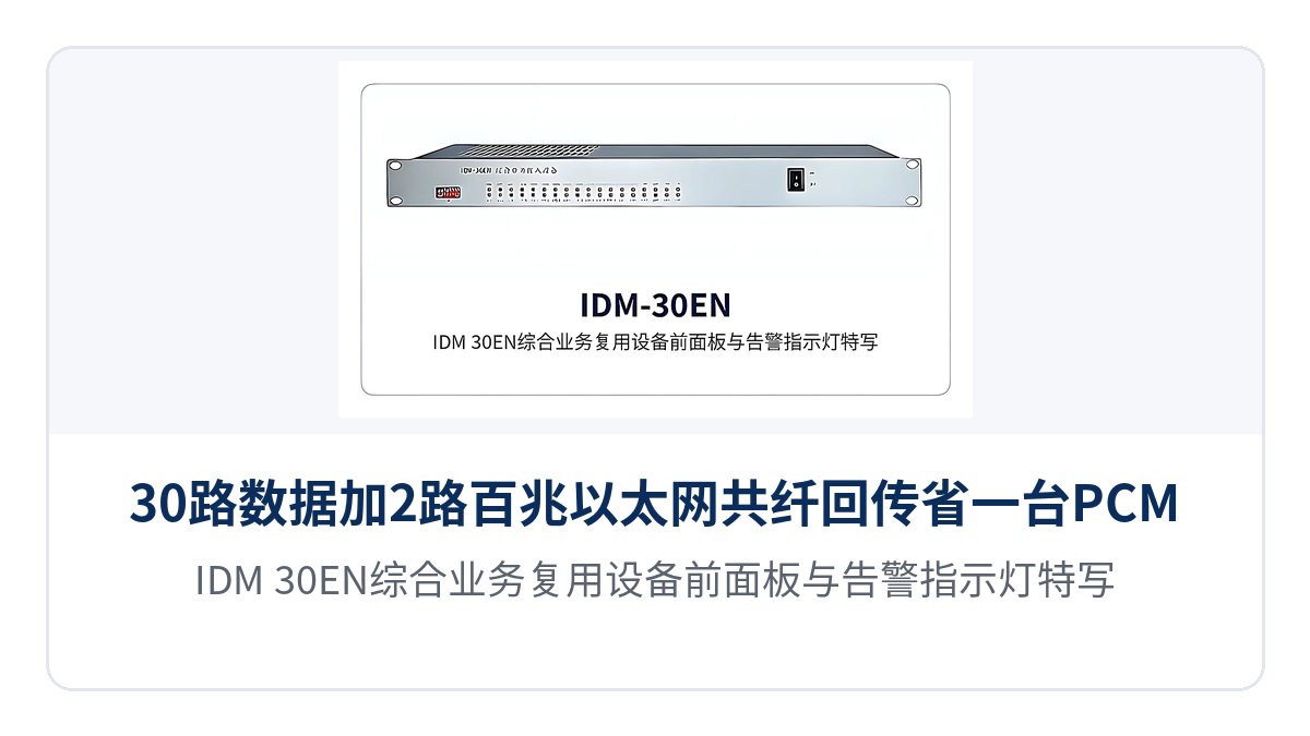 图1：IDM-30EN综合业务复用设备前面板与告警指示灯特写