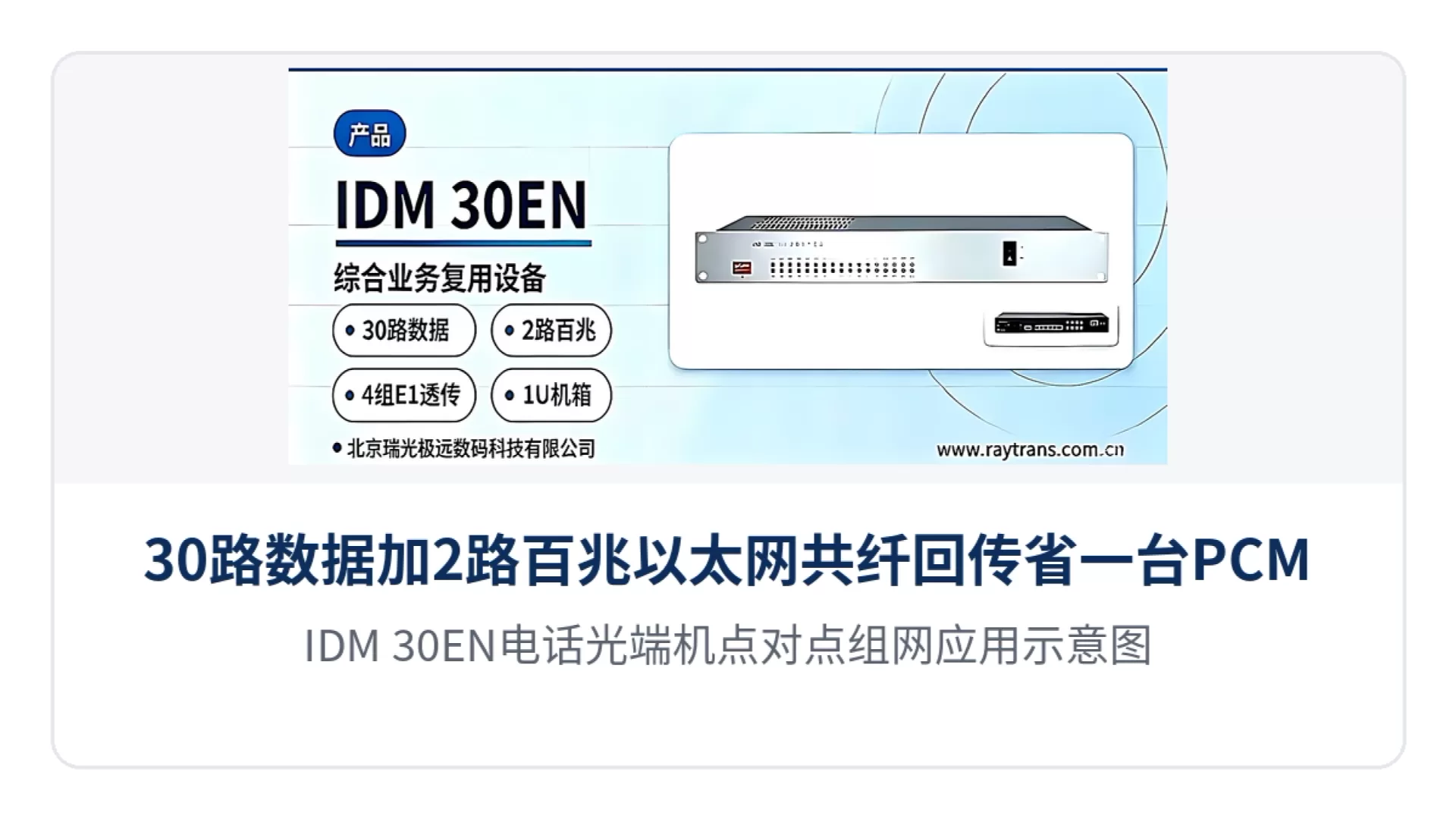 图4：IDM-30EN电话光端机点对点组网应用示意图