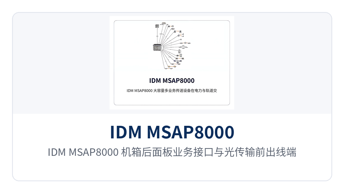 图2:IDM MSAP8000 机箱后面板业务接口与光传输前出线端子特写