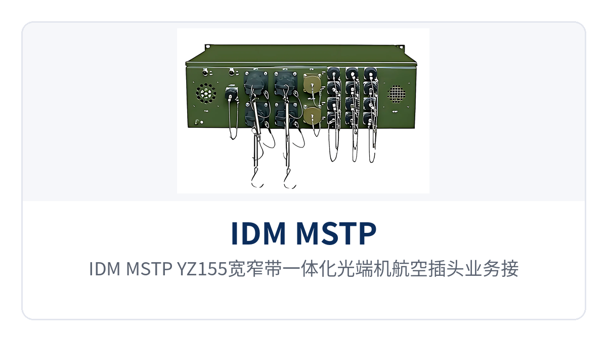 图2：IDM MSTP-YZ155宽窄带一体化光端机航空插头业务接口与插卡式业务板特写