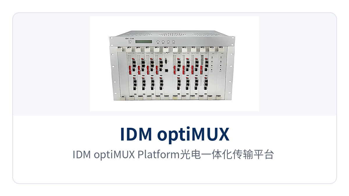 图1:IDM optiMUX Platform光电一体化传输平台(6+1)U机箱前面板与16个插盘槽位
