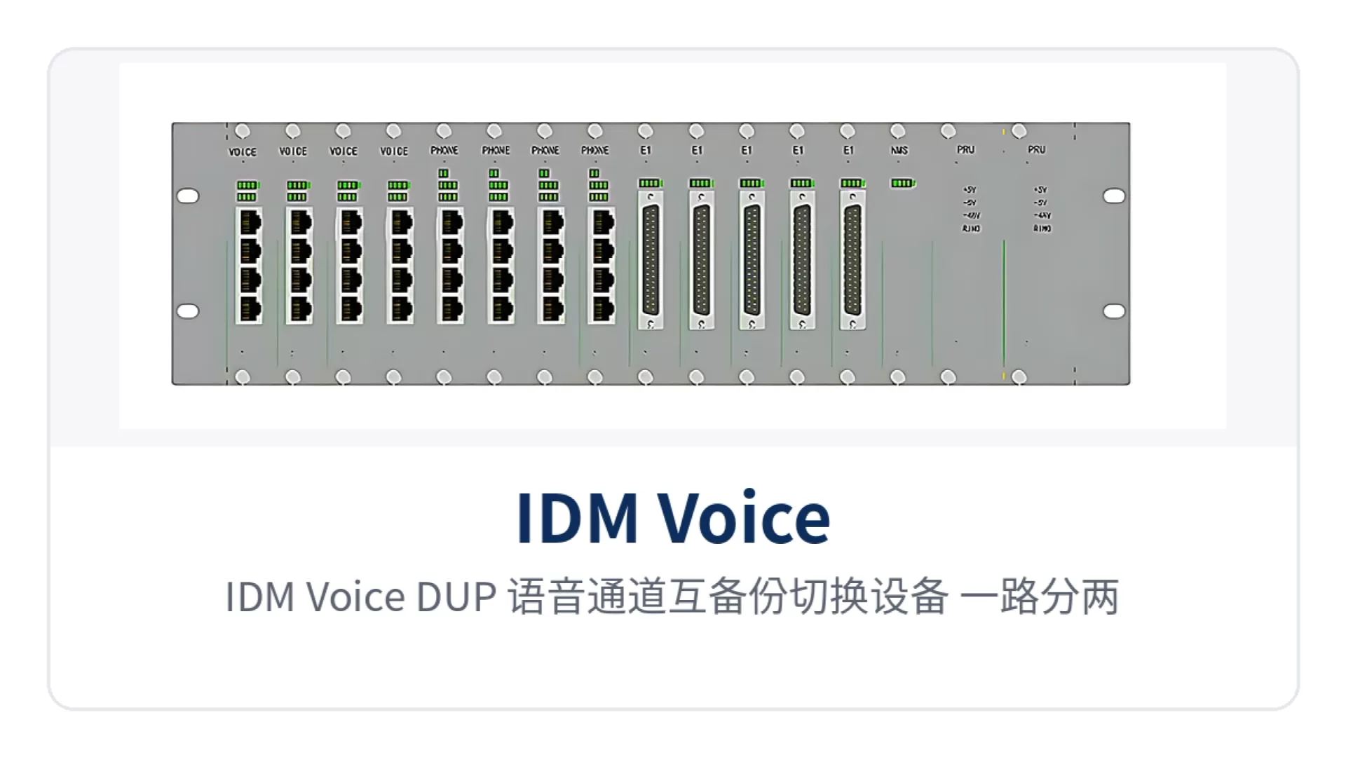 图3：IDM Voice_DUP 语音通道互备份切换设备 一路分两路双通道互备份组网拓扑示意图