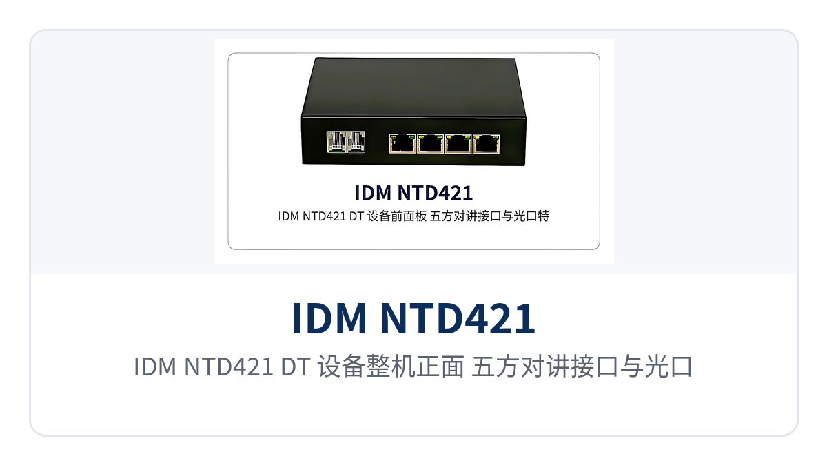 图2:IDM NTD421(DT)设备整机正面 五方对讲接口与光口布局