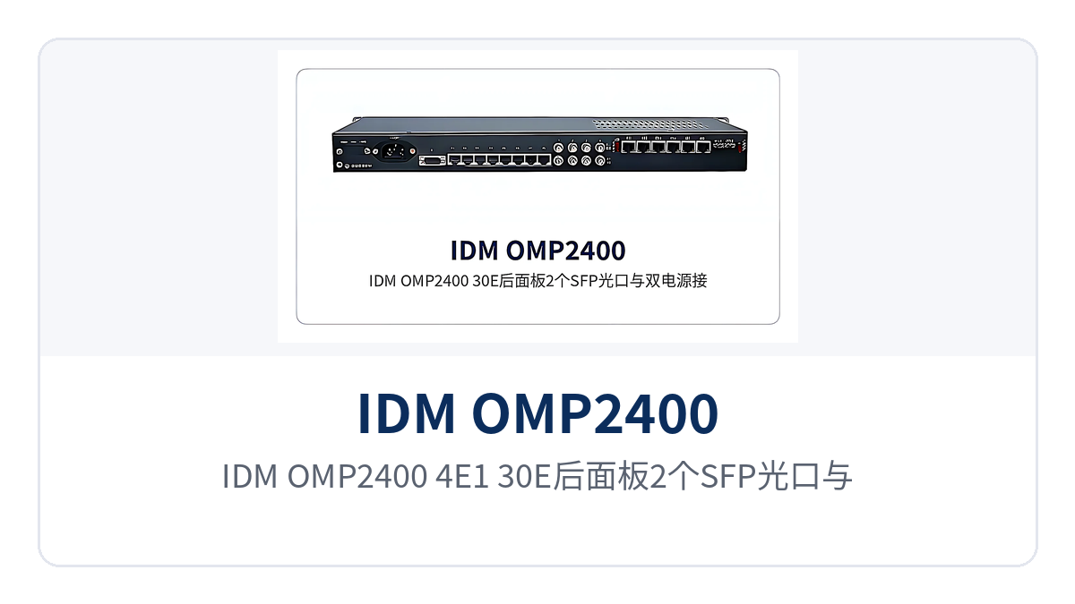 图3：IDM OMP2400-4E1-30E后面板2个SFP光口与双电源接口布局