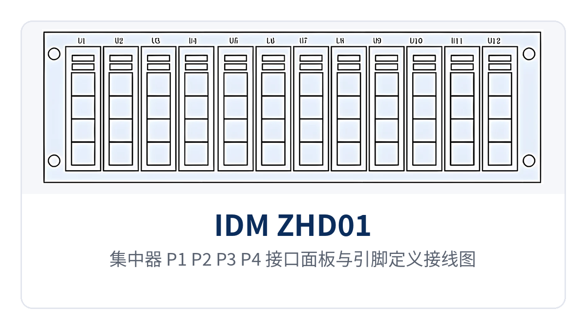 图4:集中器 P1、P2、P3、P4 接口面板与引脚定义接线图