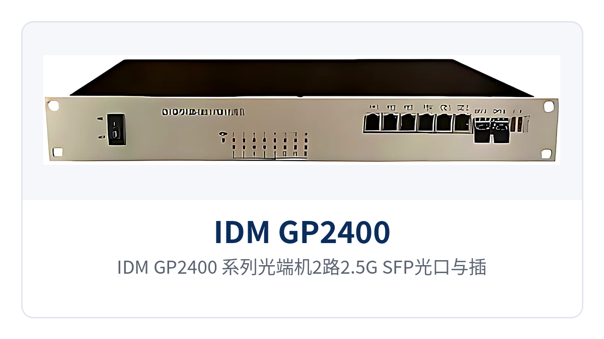 Figure 3: Close-up of the 2 2.5G SFP optical ports and inserted optical modules of the IDM GP2400 series optical multiplexer
