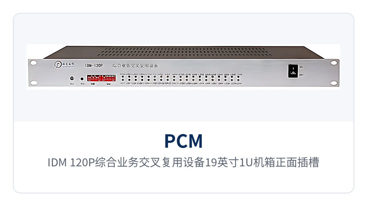 图1:IDM-120P综合业务交叉复用设备19英寸1U机箱正面插槽布局与运行指示灯
