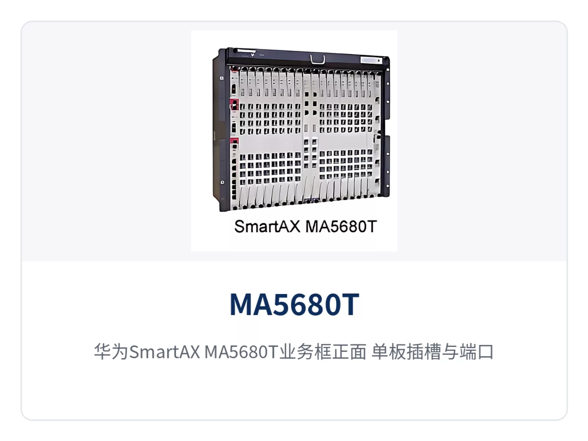图1：华为SmartAX MA5680T业务框正面 单板插槽与端口指示灯布局