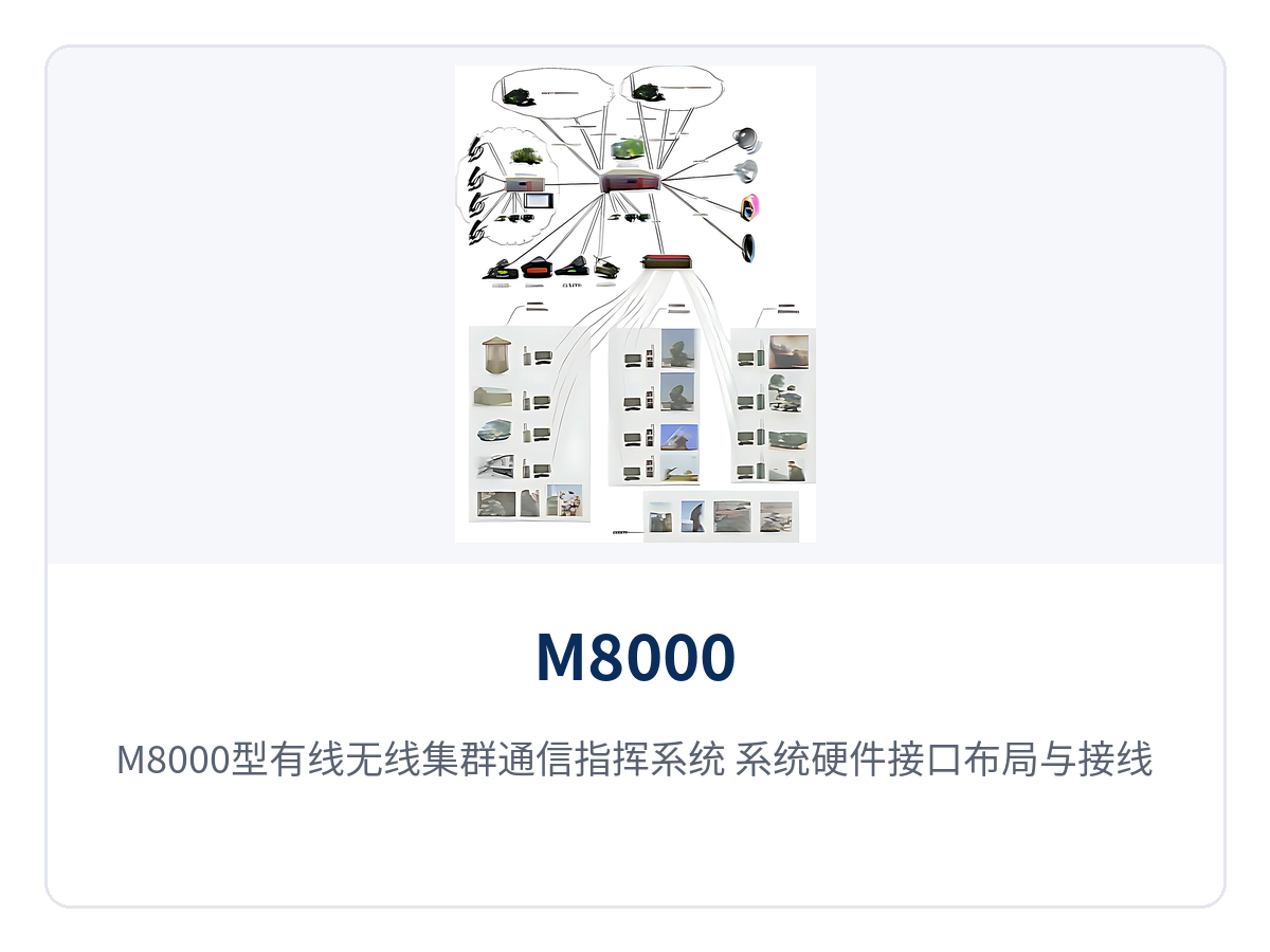 图3：M8000型有线无线集群通信指挥系统 系统硬件接口布局与接线箱远程指挥盒接口