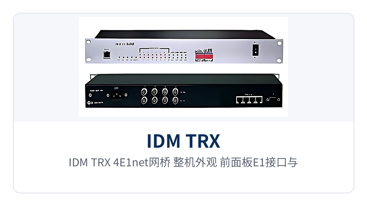 图1:IDM TRX-4E1net网桥 整机外观 前面板E1接口与以太网口