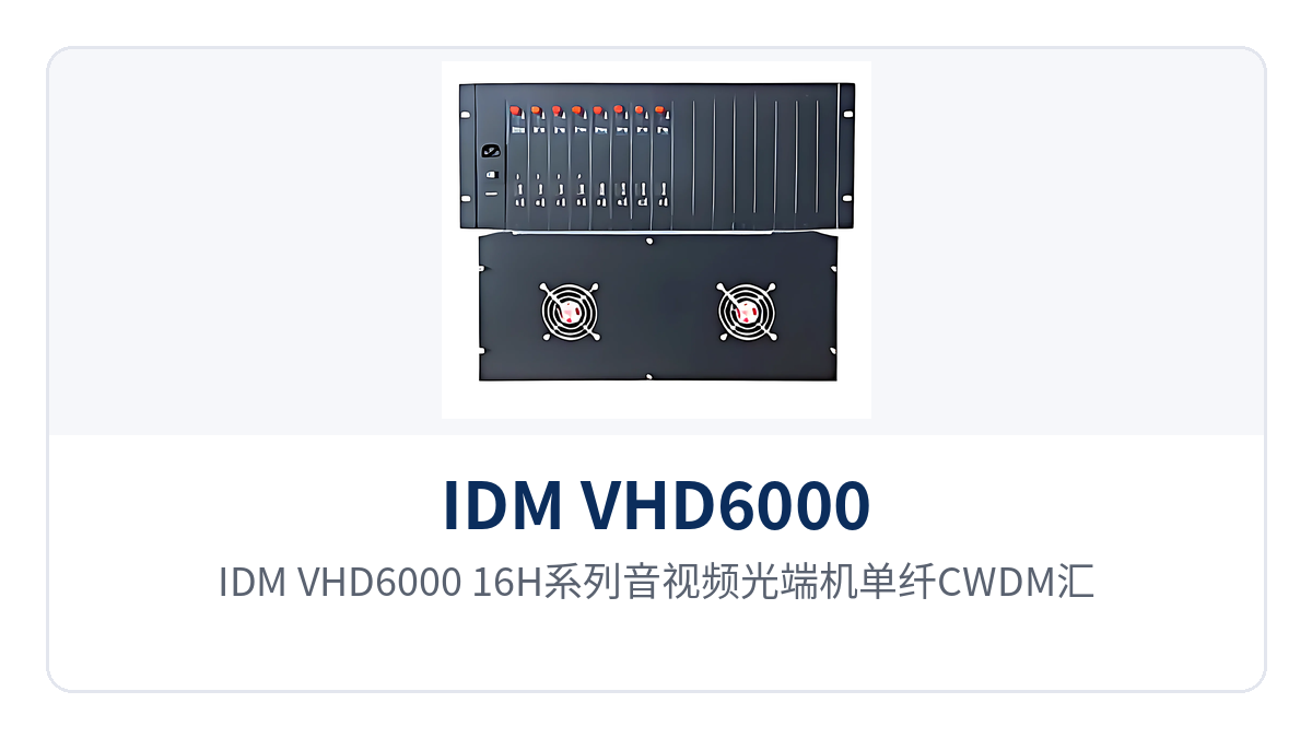 图2:IDM VHD6000/16H系列音视频光端机单纤CWDM汇聚组网与19英寸机架安装示意图