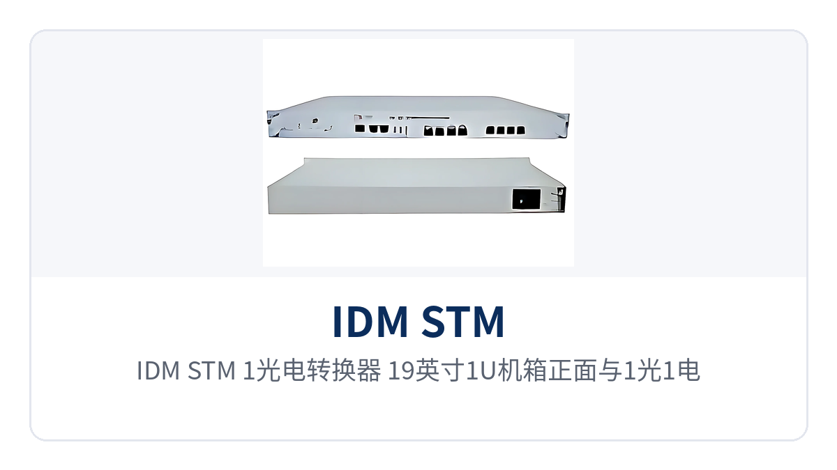 图1:IDM STM-1光电转换器 19英寸1U机箱正面与1光1电接口布局