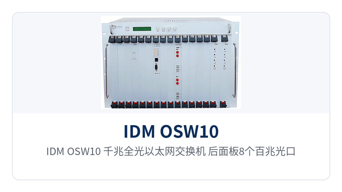图2:IDM OSW10 千兆全光以太网交换机 后面板8个百兆光口与2个千兆光电复用口布局