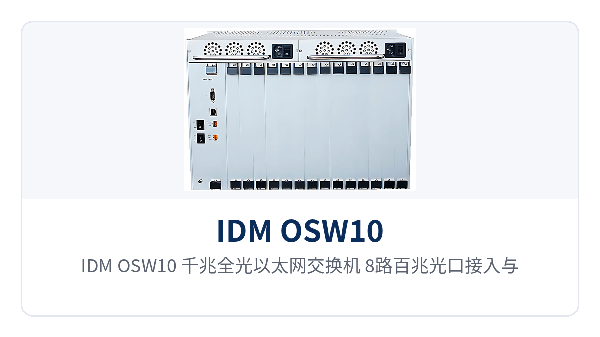 图3:IDM OSW10 千兆全光以太网交换机 8路百兆光口接入与2路千兆上行点对点组网示意
