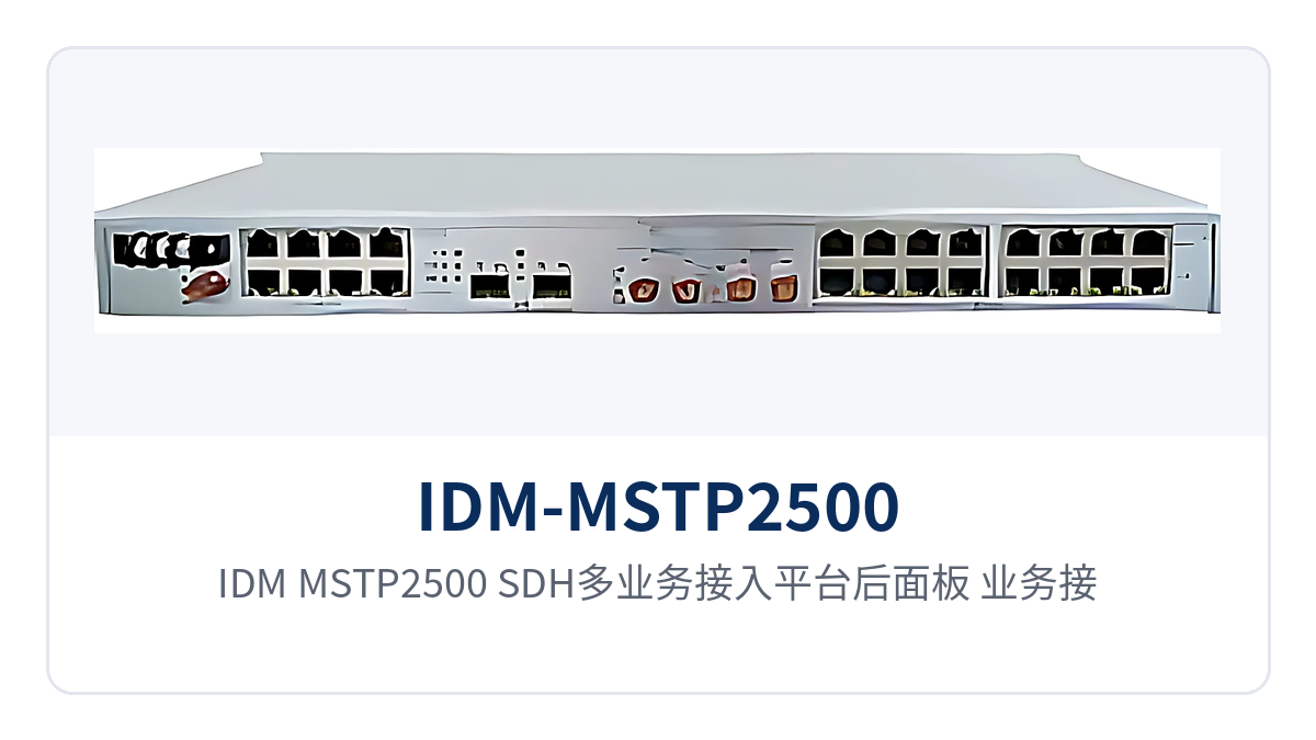 图2:IDM-MSTP2500 SDH多业务接入平台后面板,业务接口、光接口与双电源盘布局
