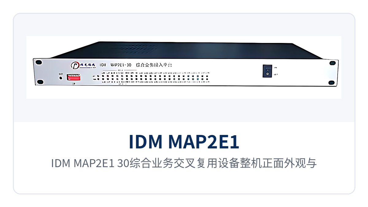 Figure 1: Front view and operating indicator LEDs of the IDM MAP2E1-30 Integrated Service Cross-Connect Multiplexing Equipment