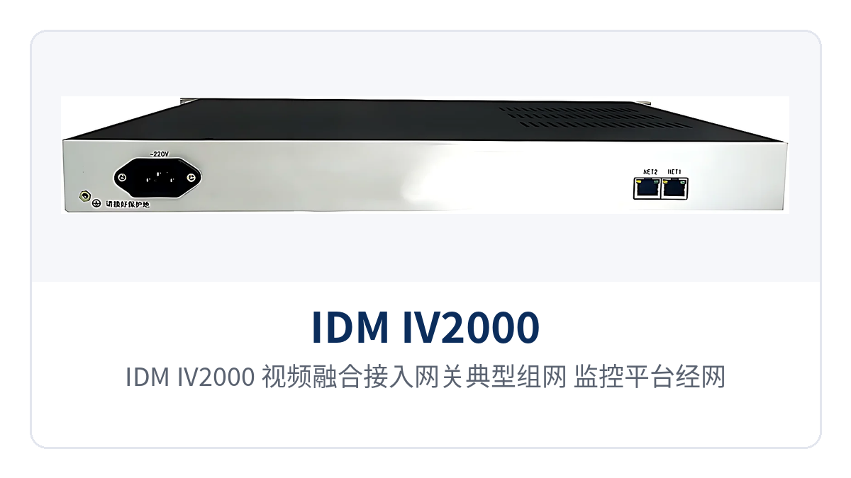 图2：IDM IV2000 视频融合接入网关典型组网 监控平台经网关接入视频会议与指挥调度系统