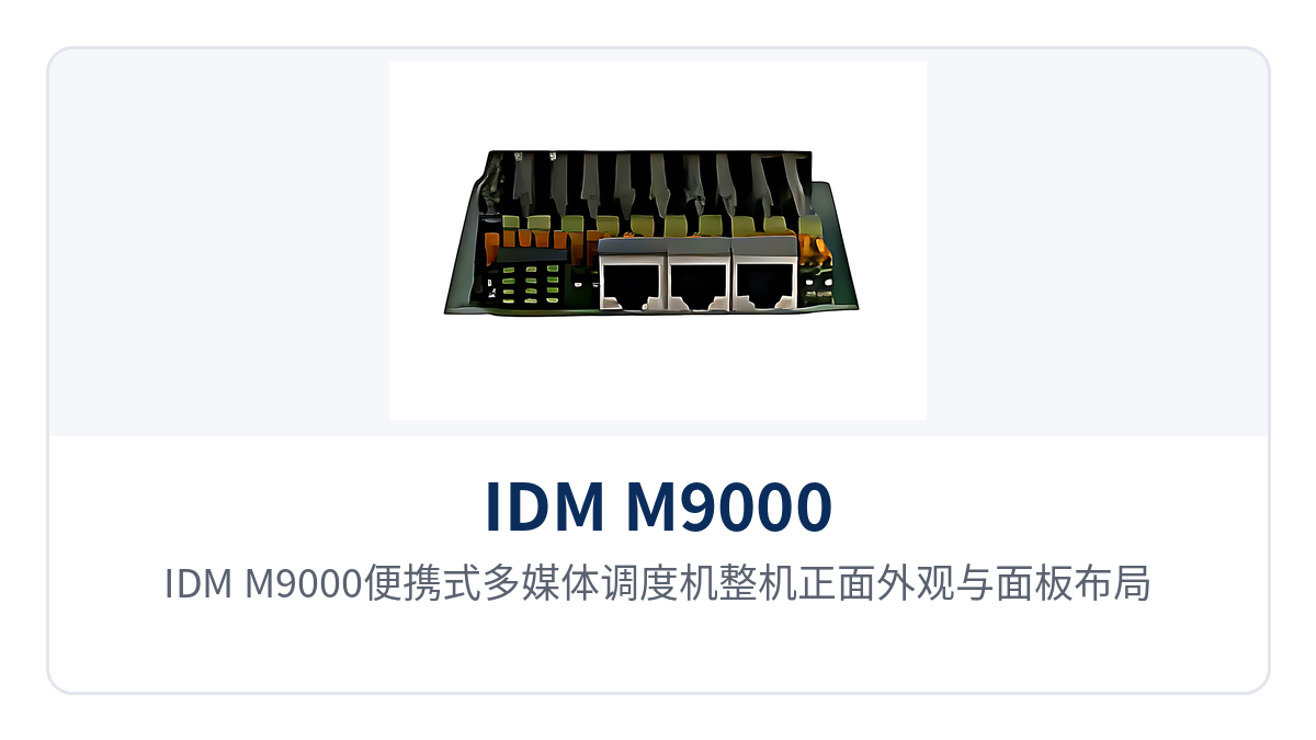 图1:IDM M9000便携式多媒体调度机整机正面外观与面板布局
