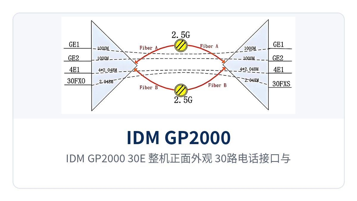 图1:IDM GP2000-30E 整机正面外观,30路电话接口与运行告警指示灯布局