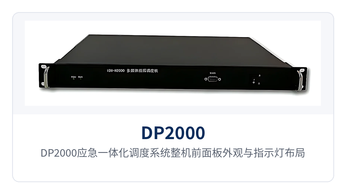 Figure 1: Overall front panel appearance and indicator LED layout of the DP2000 Emergency Integrated Dispatching System