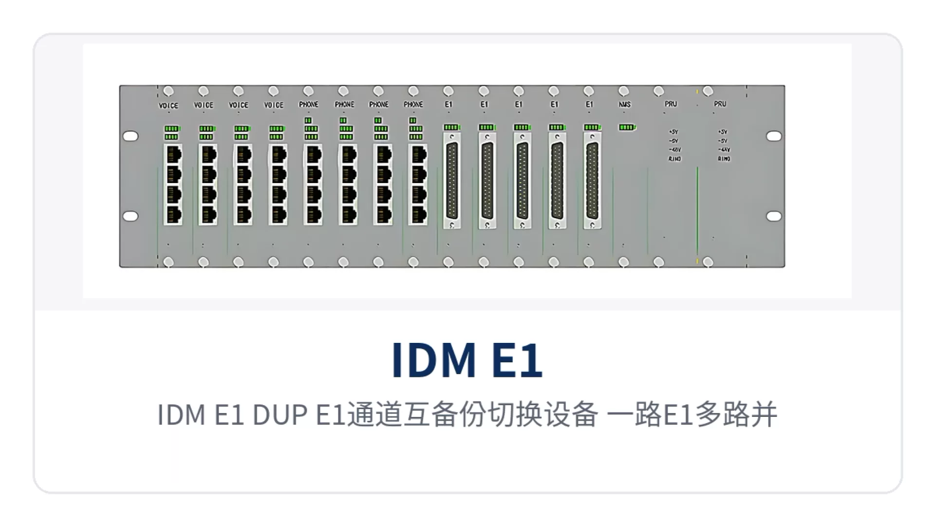 图3:IDM E1_DUP E1通道互备份切换设备 一路E1多路并行传输与远端自动选优组网拓扑示意
