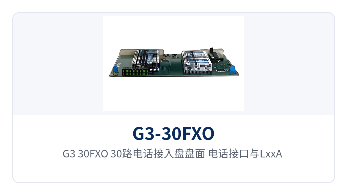 图1:G3-30FXO 30路电话接入盘盘面、电话接口与LxxA LxxB状态指示灯布局