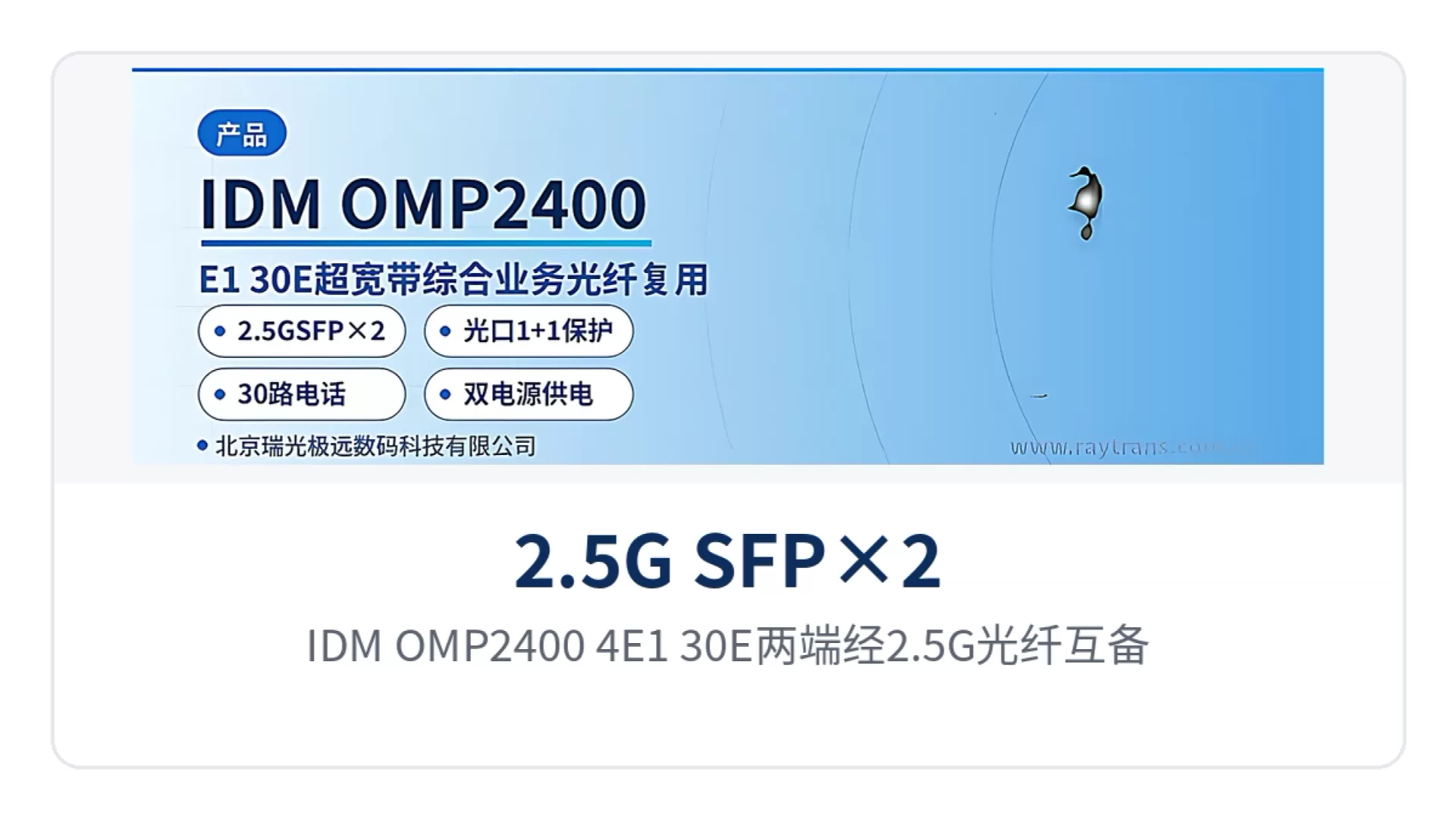 图5：IDM OMP2400-4E1-30E两端经2.5G光纤互备份点对点组网示意